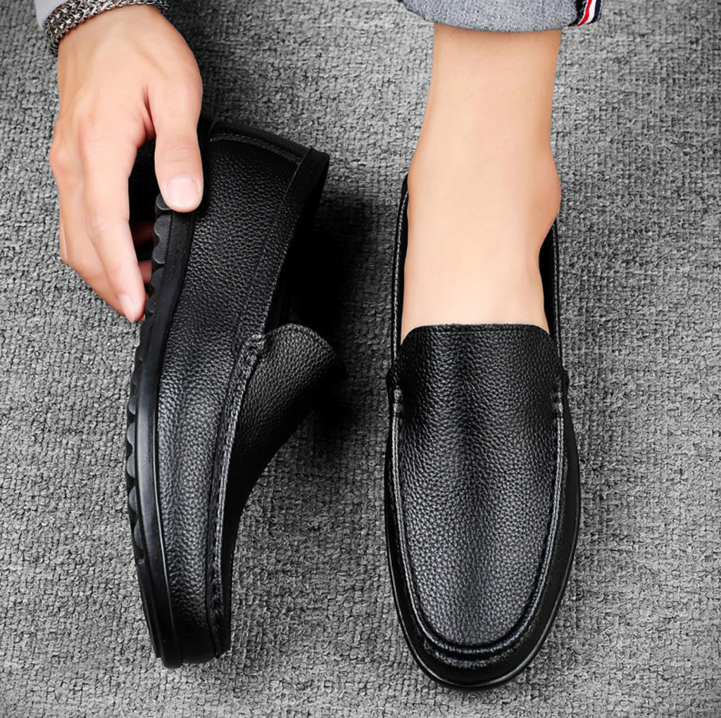 Elegant Genuine Leather Slip-On Loafers for Men