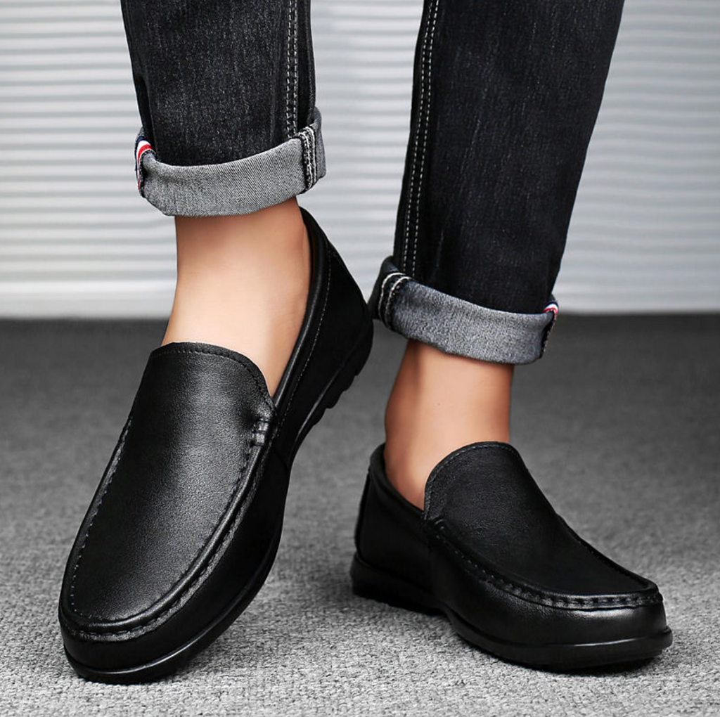 Elegant Genuine Leather Slip-On Loafers for Men