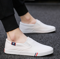 White Canvas Slip-On Sneakers for Men